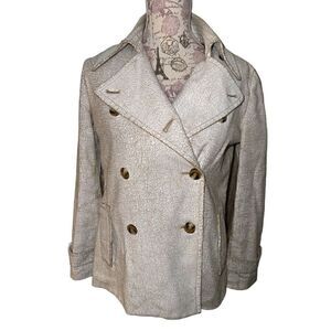 Charles Nolan NY White Faux Leather Double-Breasted Jacket Size 6